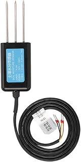 Wincal Soil Temperature/Moisture Sensor, 2-in-1 Soil Moisture Detector, 0-10V Output Waterproof Greenhouse Soil Tester Meter 12-24V DC